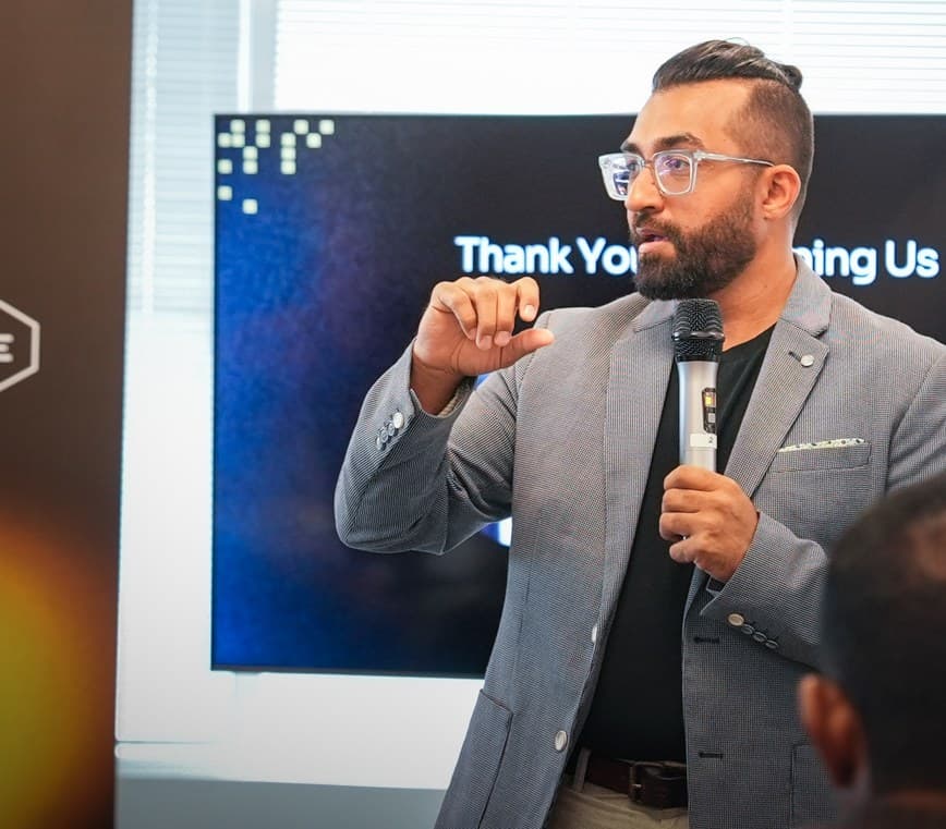 A vendor presenting at Vendor Demo Day