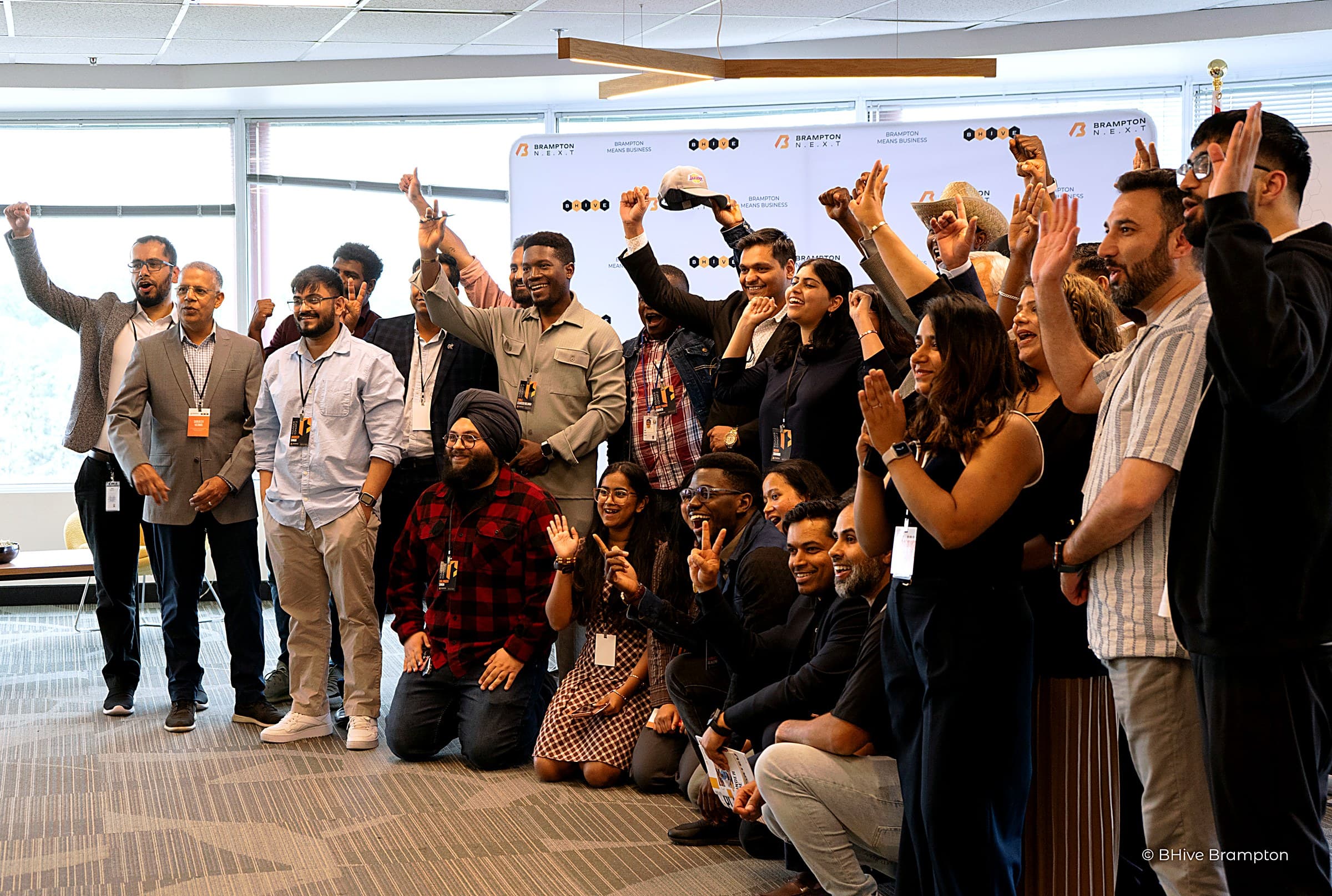 A crowd celebrating at Showcase Day