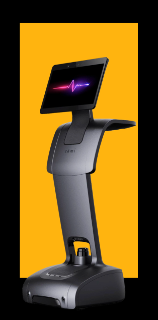 image of temi robot with yellow background