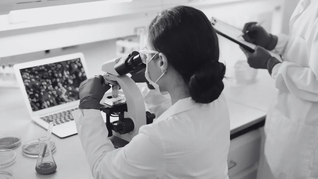 woman researching Industry Insights Health and Biotechnology