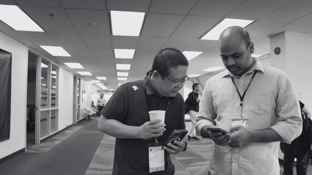 two founders discussing different venture firms
