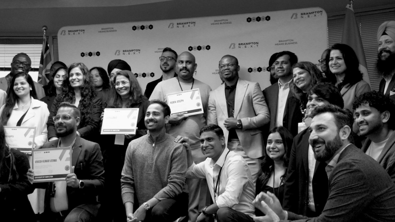founders from BHive's Brampton Next Program in black and white